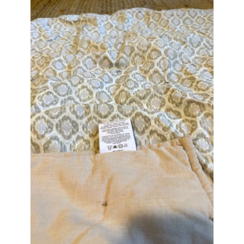 Restoration Hardware Toddler Quilt Gray Neutral Ikat Block Print 48